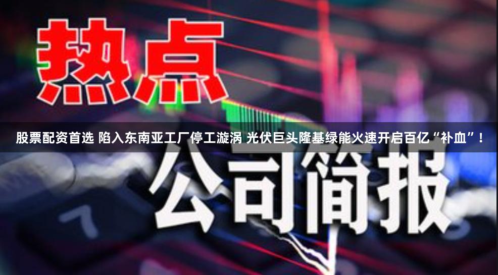 股票配资首选 陷入东南亚工厂停工漩涡 光伏巨头隆基绿能火速开启百亿“补血”!